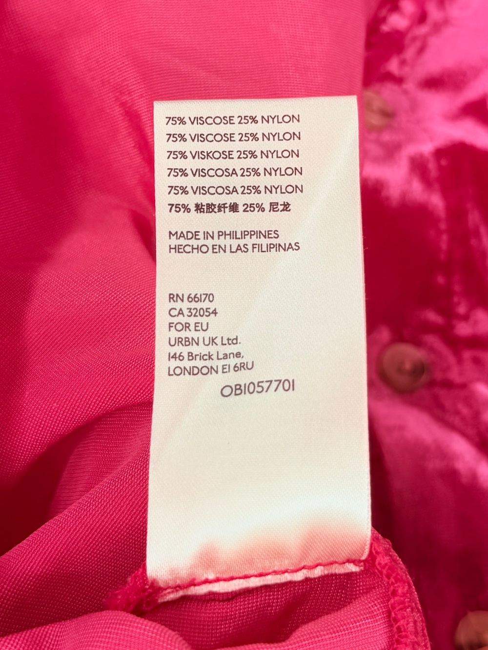 PILCRO Anthropologie Hot Pink Crushed Velvet Button Down Shirt Size 4 - Picture 4 of 5
